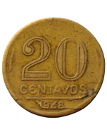 Brasil 20 Centavos 1948 - Vargas (com delaminações)