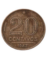 Brasil 20 Centavos 1943 - Níquel Rosa