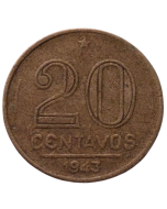 Brasil 20 Centavos 1943 - Níquel Rosa