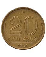 Brasil 20 Centavos 1951 - Batida Dupla