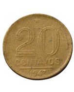 Brasil 20 Centavos 1947 - (7 perna curta)