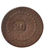 Brasil 40 Réis 1824 R - Com carimbo 20