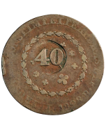 Brasil 80 réis 1828 R - Com carimbo de 40