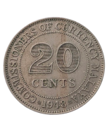 Malásia 20 Centavos 1948 - Domínio Britânico