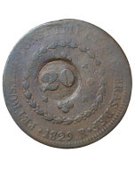 Brasil 40 Réis 1829 R - Com carimbo 20