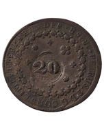 Brasil 40 Réis 1825 R  (Com carimbo 20 Réis/28 Tulipas)