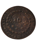 Brasil 20 Réis 1826 R  (Com carimbo 10 Réis/22 Tulipas)