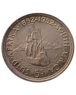 África do Sul 5 Shillings 1952 - 300º Aniversário - Fundação da Cidade do Cabo (Prata)