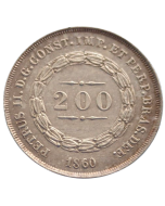 Brasil 200 Réis 1860 - Prata