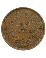 Bolívia 10 Bolivianos 1951