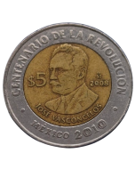 México 5 Pesos 2008 - Centenário da Revolução: José Vasconcelos