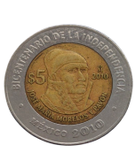 México 5 Pesos 2010 - Centenário da Revolução: José María Morelos y Pavón