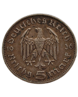 Alemanha - Terceiro Reich 5 Reichsmark 1936 J - Prata - "Item não promove ou glorifica a violência.."