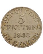 Genebra 5 Centimes 1840 - Prata