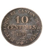 Genebra 10 cents 1847 - Prata