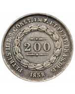 Brasil 200 Réis 1858 - Espinhos (Prata)