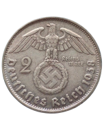 Alemanha - Terceiro Reich 2 Reichsmark 1938 B (Prata) - "Item não promove ou glorifica a violência.."