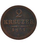 Império Austríaco 2 Kreuzer 1851 G