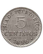 Porto Rico 5 Centavos 1896 (Prata)