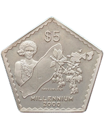 Ilhas Fiji 5 Dólares 1999 - Millennium (Prata)