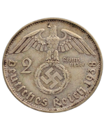 Alemanha - Terceiro Reich 2 Reichsmark 1938 B (Prata) - "Item não promove ou glorifica a violência.."