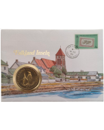 Ilhas Falkland 50 Pence 1987 FC (Munz-Briefe - Moeda + Selo)