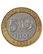 República Dominicana 5 Pesos 1997 - 50º aniversário - Banco Central