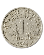 França 1 Franco 1942 - França de Vichy (Ocupação Alemã)