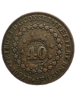 Brasil 80 Réis 1827 R - 25 Tulipas (Com carimbo 40 Réis/Inclinado a Direita)