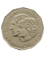 Austrália 50 Cents 1981 - Casamento do príncipe Charles e Lady Diana