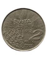 Argentina 2 Pesos 2002 - 50º aniversário - Morte de Evita Perón