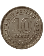 Malásia Peninsular e Borneu Britânico 10 cêntimos 1961