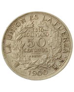 Bolívia 50 centavos 1900 (Prata)