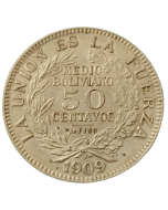 Bolívia 50 centavos 1909 (Prata)