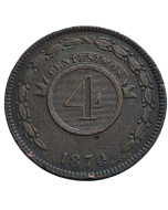 Paraguai 4 Centésimos 1870 - Mintmark  "Shaw"