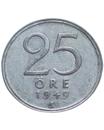 Suécia 25 öre 1949 - Prata