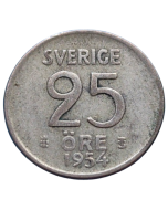 Suécia 25 öre 1954 - Prata