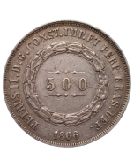 Brasil 500 Réis 1866 - Prata