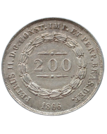 Brasil 200 Réis 1866 - Prata