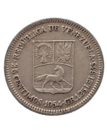 Venezuela 25 cêntimos 1954 - Prata