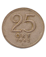 Suécia 25 öre 1943 - Prata