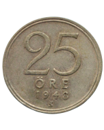 Suécia 25 öre 1948 - Prata