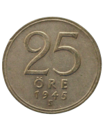 Suécia 25 öre 1945 - Prata