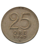 Suécia 25 öre 1947 - Prata
