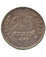 Holanda 25 cêntimos 1942 - Ocupação alemã 