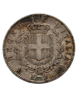 Itália 1 Lira 1863 - Mintmark M - Milão (Prata)
