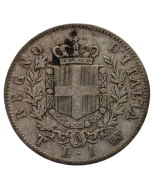 Itália 1 Lira 1863 - Mintmark T - Turin (Prata)