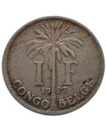 Congo Belga 1 Franco 1927 - Legenda em Francês