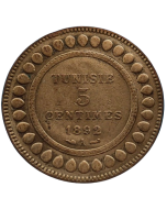 Tunísia 5 Centimes 1892 - Protetorado francês
