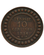 Tunísia 10 Cêntimos 1914 - Protetorado Francês